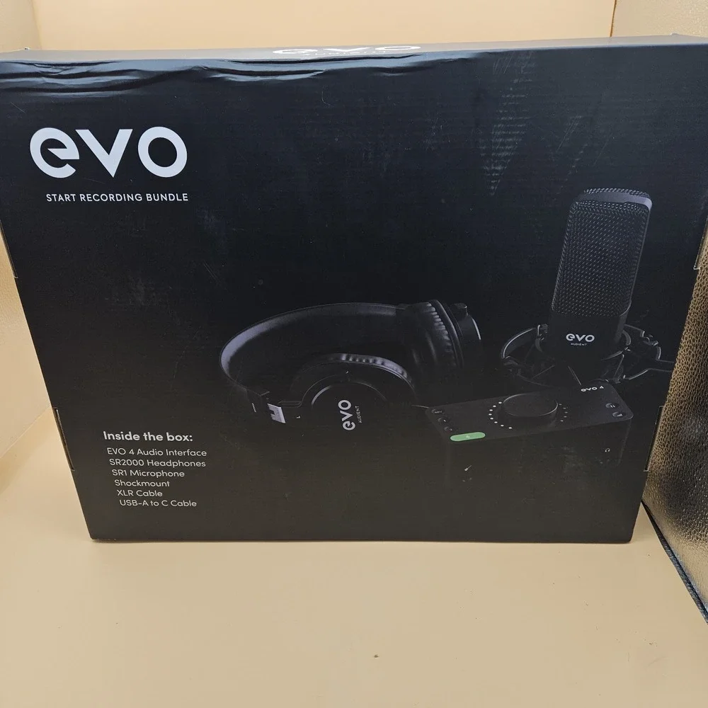 Audient EVO Studio Recording Bundle USB Microphone Headphones New Open Box